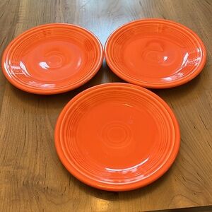 Vintage Homer Laughlin Fiesta Wear Orange 7 inch Round Dessert Plate Set of 3
